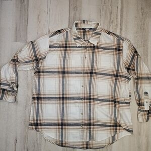 Old Navy Plaid Flannel Button Down Boyfriend Shirt – Women’s Large